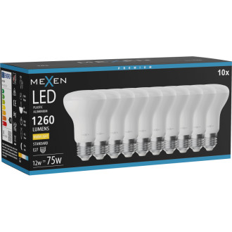 Mexen Nova 10x LED žárovka E27, R63, 12W, teplá - 3000K, 1260 lm - L104-E27-1230-01x10