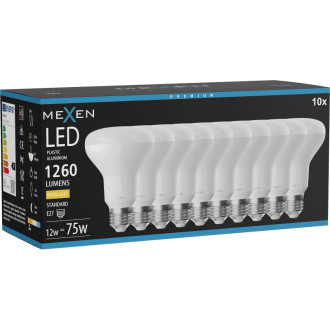 Mexen Nova 10x LED žárovka E27, R80, 12W, teplá - 3000K, 1260 lm - L105-E27-1230-01x10