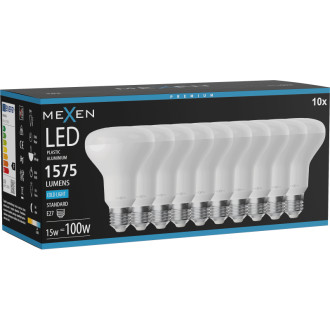 Mexen Nova 10x LED žárovka E27, R80, 15W, studená - 6500K, 1575 lm - L105-E27-1565-01x10