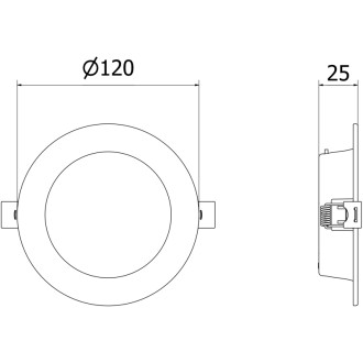 Mexen LDRR panel sufitowy downlight LED wpuszczany fi 12 cm, 6W, Neutralna - 4000K, 390 lm, czarny - L210-012-0640-70