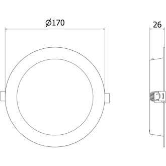 Mexen LDRR panel sufitowy downlight LED wpuszczany fi 17 cm, 12W, Neutralna - 4000K, 900 lm, czarny - L210-017-1240-70