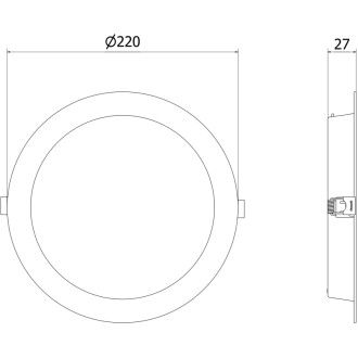 Mexen LDRR panel sufitowy downlight LED wpuszczany fi 22 cm, 18W, Neutralna - 4000K, 1440 lm, czarny - L210-022-1840-70