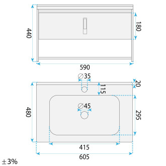 REA Sada koupelnového nábytku s umyvadlem Toledo 60cm Grey REA-M0017