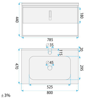 Sada koupelnového nábytku s umyvadlem Toledo 80cm Grey
