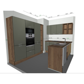 Kuchyně TEA zelená rohová Decodom + spotřebiče