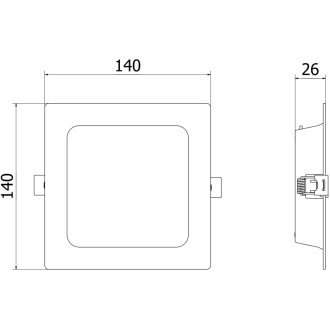 Mexen LDRR panel sufitowy downlight LED wpuszczany 14 x 14 cm, 9W, Neutralna - 4000K, 720 lm, czarny - L211-014-0940-70