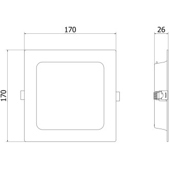 Mexen LDRR panel sufitowy downlight LED wpuszczany 17 x 17 cm, 12W, Neutralna - 4000K, 1320 lm, czarny - L211-017-1240-70