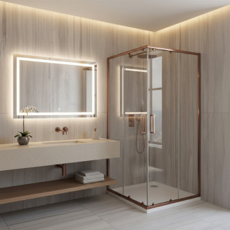 REA Sprchový kout City 90x90 Brush Copper KPL-K6984