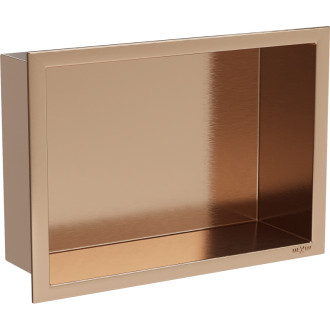 Zapuštěná police Mexen X-Wall-R s přírubou 30 x 20 cm, kartáčovaná měď - 19C0302010