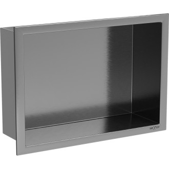 Zapuštěná police Mexen X-Wall-R s přírubou 30 x 20 cm, kartáčovaná pistolově šedá - 19E0302010