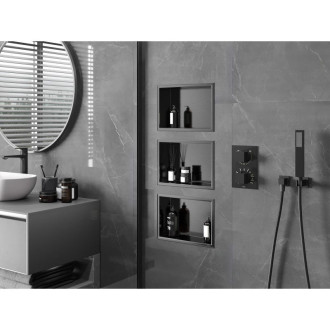 Mexen X-Wall-R półka wnękowa z kołnierzem 30 x 20 cm, gun gray szczotkowany - 19E0302010