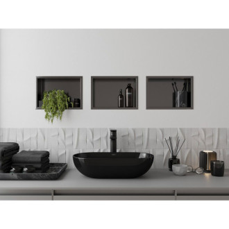 Mexen X-Wall-R półka wnękowa z kołnierzem 30 x 20 cm, gun gray szczotkowany - 19E0302010