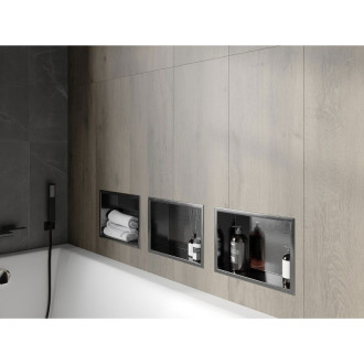 Mexen X-Wall-R półka wnękowa z kołnierzem 30 x 20 cm, gun gray szczotkowany - 19E0302010