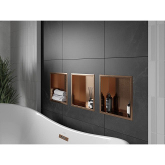 Mexen X-Wall-R półka wnękowa z kołnierzem 30 x 30 cm, miedź szczotkowana - 19C0303010