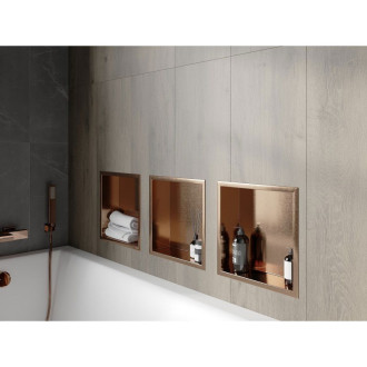 Mexen X-Wall-R półka wnękowa z kołnierzem 30 x 30 cm, miedź szczotkowana - 19C0303010