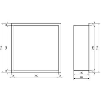 Mexen X-Wall-R półka wnękowa z kołnierzem 30 x 30 cm, miedź szczotkowana - 19C0303010