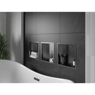 Mexen X-Wall-R półka wnękowa z kołnierzem 30 x 30 cm, gun gray szczotkowany - 19E0303010