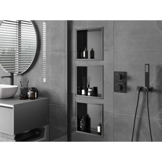 Mexen X-Wall-R półka wnękowa z kołnierzem 30 x 30 cm, gun gray szczotkowany - 19E0303010