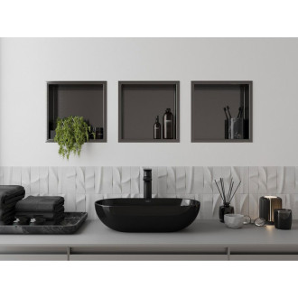 Mexen X-Wall-R półka wnękowa z kołnierzem 30 x 30 cm, gun gray szczotkowany - 19E0303010