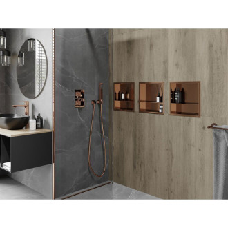 Mexen X-Wall-R półka wnękowa z kołnierzem i półką 30 x 30 cm, miedź szczotkowana - 19C0303010S