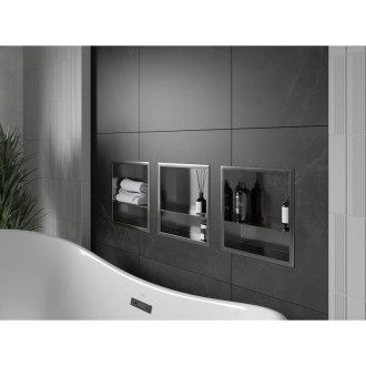 Mexen X-Wall-R półka wnękowa z kołnierzem i półką 30 x 30 cm, gun gray szczotkowany - 19E0303010S