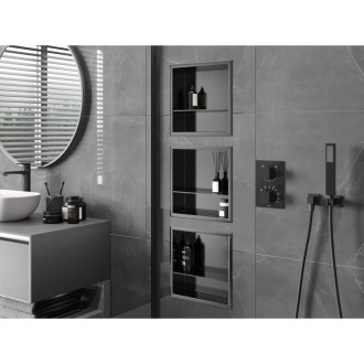 Mexen X-Wall-R półka wnękowa z kołnierzem i półką 30 x 30 cm, gun gray szczotkowany - 19E0303010S