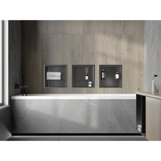 Mexen X-Wall-R półka wnękowa z kołnierzem i półką 30 x 30 cm, gun gray szczotkowany - 19E0303010S