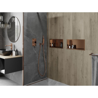 Mexen X-Wall-R półka wnękowa z kołnierzem 45 x 20 cm, miedź szczotkowana - 19C0452010