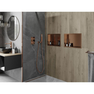 Mexen X-Wall-R półka wnękowa z kołnierzem 45 x 30 cm, miedź szczotkowana - 19C0453010