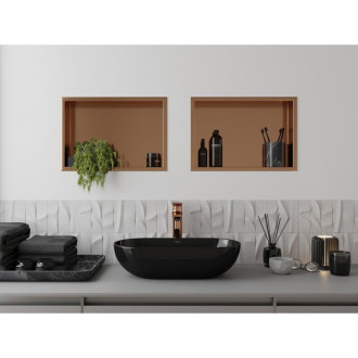 Mexen X-Wall-R półka wnękowa z kołnierzem 45 x 30 cm, miedź szczotkowana - 19C0453010