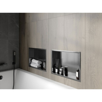 Mexen X-Wall-R półka wnękowa z kołnierzem 45 x 30 cm, gun gray szczotkowany - 19E0453010