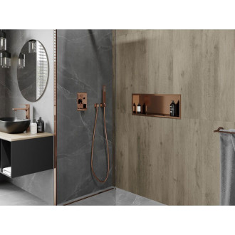 Mexen X-Wall-R półka wnękowa z kołnierzem 60 x 20 cm, miedź szczotkowana - 19C0602010