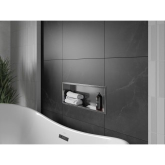 Mexen X-Wall-R półka wnękowa z kołnierzem 60 x 20 cm, gun gray szczotkowany - 19E0602010