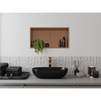 Mexen X-Wall-R półka wnękowa z kołnierzem i półką 60 x 30 cm, miedź szczotkowana - 19C0603010S