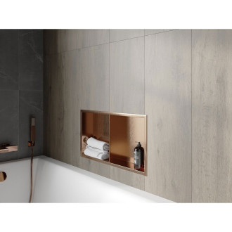 Mexen X-Wall-R półka wnękowa z kołnierzem i półką 60 x 30 cm, miedź szczotkowana - 19C0603010S