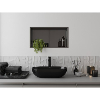 Mexen X-Wall-R półka wnękowa z kołnierzem i półką 60 x 30 cm, gun gray szczotkowany - 19E0603010S