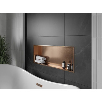 Mexen X-Wall-R półka wnękowa z kołnierzem 90 x 30 cm, miedź szczotkowana - 19C0903010