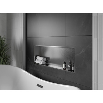 Mexen X-Wall-R półka wnękowa z kołnierzem 90 x 30 cm, gun gray szczotkowany - 19E0903010