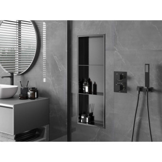 Mexen X-Wall-R półka wnękowa z kołnierzem i półką 90 x 30 cm, gun gray szczotkowany - 19E0903010S