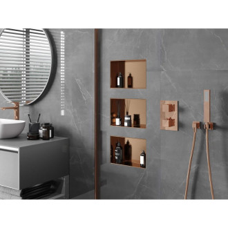 Mexen X-Wall-NR półka wnękowa bez kołnierza 30 x 20 cm, miedź szczotkowana - 19C1302010