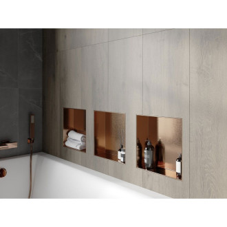 Mexen X-Wall-NR półka wnękowa bez kołnierza 30 x 30 cm, miedź szczotkowana - 19C1303010