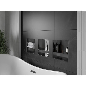 Mexen X-Wall-NR półka wnękowa bez kołnierza z półką 30 x 30 cm, gun gray szczotkowany - 19E1303010S