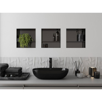 Mexen X-Wall-NR półka wnękowa bez kołnierza z półką 30 x 30 cm, gun gray szczotkowany - 19E1303010S