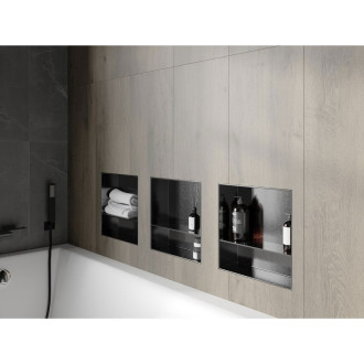 Mexen X-Wall-NR półka wnękowa bez kołnierza z półką 30 x 30 cm, gun gray szczotkowany - 19E1303010S