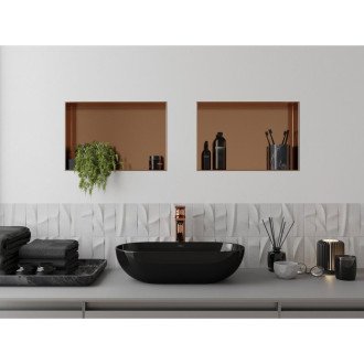 Mexen X-Wall-NR półka wnękowa bez kołnierza 45 x 30 cm, miedź szczotkowana - 19C1453010