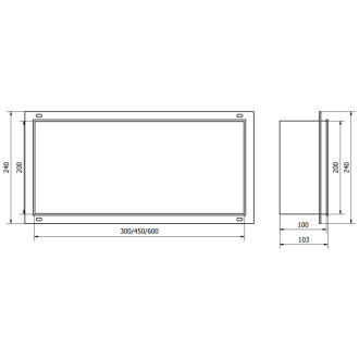 Mexen X-Wall-NR półka wnękowa bez kołnierza 60 x 20 cm, gun gray szczotkowany - 19E1602010