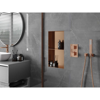 Mexen X-Wall-NR półka wnękowa bez kołnierza z półką 60 x 30 cm, miedź szczotkowana - 19C1603010S