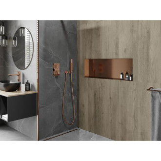 Mexen X-Wall-NR półka wnękowa bez kołnierza 90 x 30 cm, miedź szczotkowana - 19C1903010