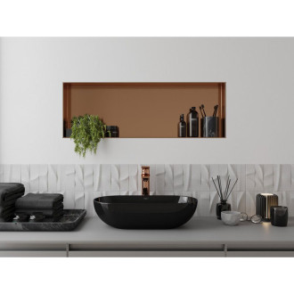 Mexen X-Wall-NR półka wnękowa bez kołnierza 90 x 30 cm, miedź szczotkowana - 19C1903010