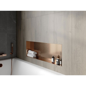 Mexen X-Wall-NR półka wnękowa bez kołnierza 90 x 30 cm, miedź szczotkowana - 19C1903010